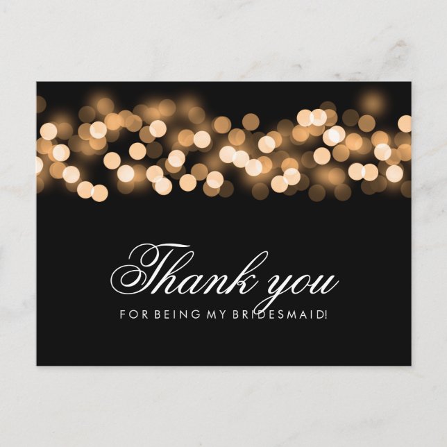 Vielen Dank Bridesmaid Gold Hollywood Glam Postkarte (Vorderseite)
