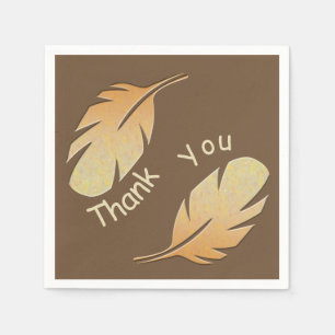 Vielen Dank, Brown Yellow Curved Feather Wertschät Serviette