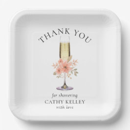 Vielen Dank Brunch und Bubbly Brautparty 9"Square Pappteller