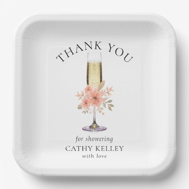Vielen Dank Brunch und Bubbly Brautparty 9"Square Pappteller (Vorderseite)