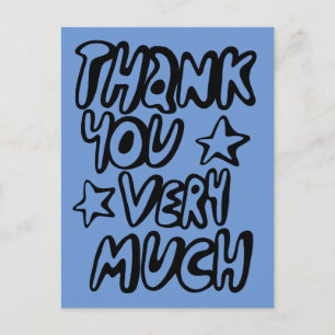 VIELEN DANK Bubble Letters Blau INDIVIDUELL  Postkarte