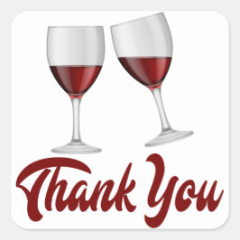 Vielen Dank, Burgundy Red Wine Glasses Wedding Quadratischer Aufkleber