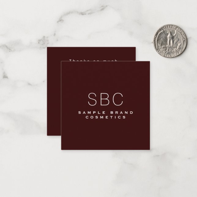 Vielen Dank Burgundy Wine Modern Minimal Kosmetik Mitteilungskarte (Vorderseite/Rückseite Beispiel)