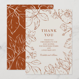 Vielen Dank Burnt Orange Botanical Baby Dusche Dankeskarte