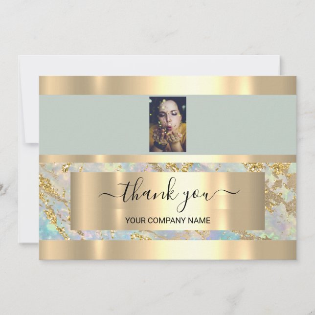 Vielen Dank Business Insert Foto Gold Marmor Smoky Einladung (Vorderseite)