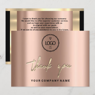 Vielen Dank Business Insert Logo Rose Gold Elegant Einladung
