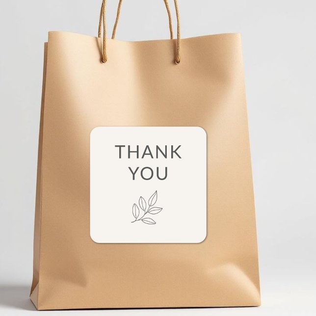 Vielen Dank Business Minimalistisch Botanic Label Quadratischer Aufkleber (Von Creator hochgeladen)