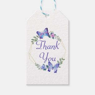 Vielen Dank Butterfliegen Blue Butterfly Floral Da Geschenkanhänger
