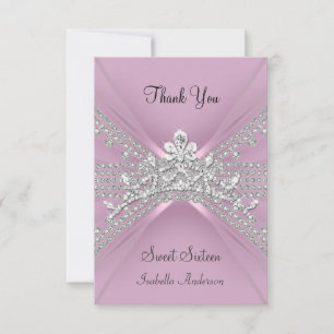 Vielen Dank Card 16 . Geburtstag 16 Tiara Pink Dankeskarte