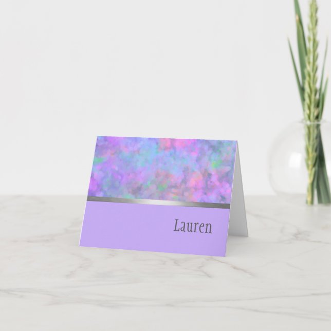 Vielen Dank Card Abstrakt Lila rosa Blau Silver (Vorderseite)