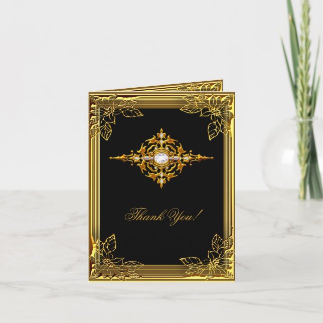 Vielen Dank Card Elite Black Gold Elegant Dankeskarte (Vorderseite)