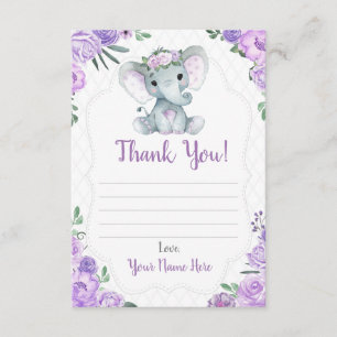 Vielen Dank Card Girl Elephant Dusche mit Blume Begleitkarte