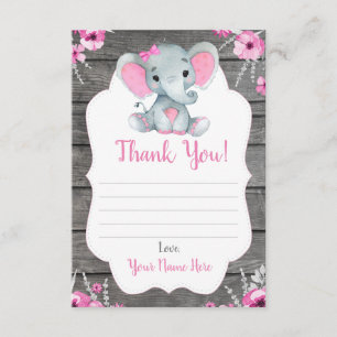Vielen Dank Card Girl Elephant Dusche mit Blume Begleitkarte