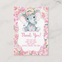 Vielen Dank Card Girl Elephant Dusche mit Blume