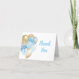 Vielen Dank Card Gold Glitzer Blue Balloons Baby B Dankeskarte