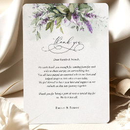 Vielen Dank Card Lavender Greenery Script Hochzeit Begleitkarte