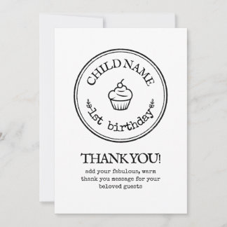 Vielen Dank Card Minimalistisch Modern 1. Geburtst Einladung