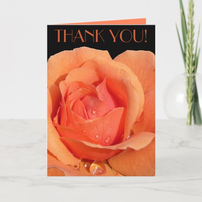 Vielen Dank Card Orange Rose Custom Grußkarte Dankeskarte (Vorderseite)