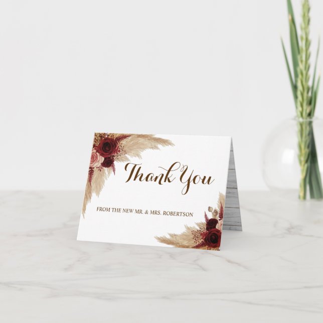 Vielen Dank Card Pampas Grass Wedding Bridal Dankeskarte (Vorderseite)