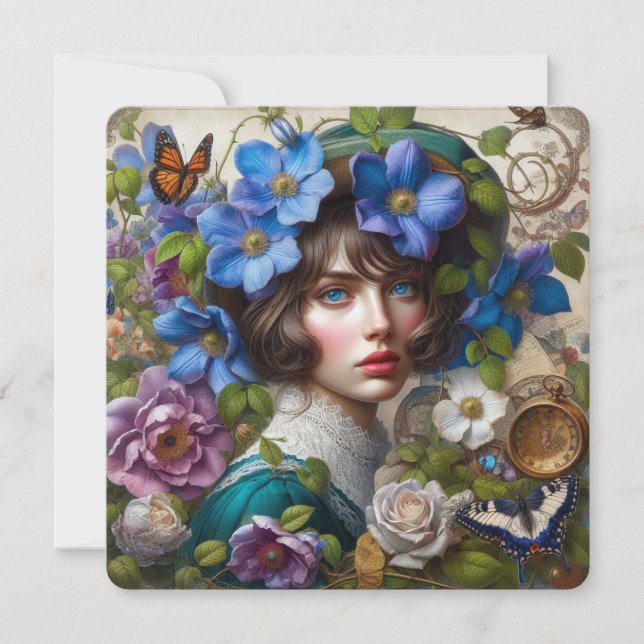 Vielen Dank Card Viktorianisch floral Steam Punk (Vorderseite)