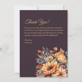 Vielen Dank Card Watercolor Fall Blume-Lila- Einladung