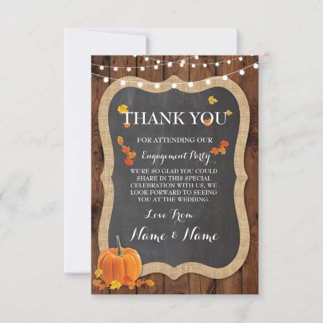 Vielen Dank Cards Fall Pumpkin Wood Rustic Winter Dankeskarte (Vorderseite)