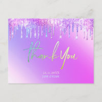Vielen Dank Cards Holographic lila Glitzer Tropfen