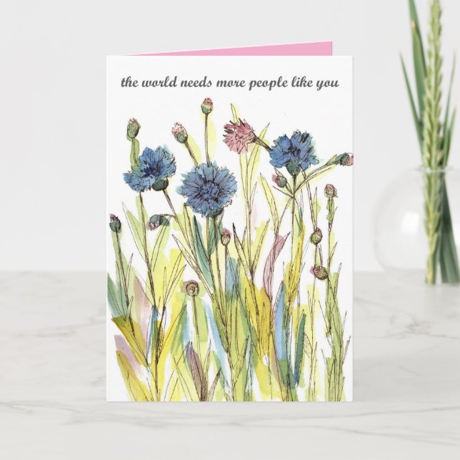 Vielen Dank Caregiver Kindness Blue Cornflowers Karte (Vorderseite)