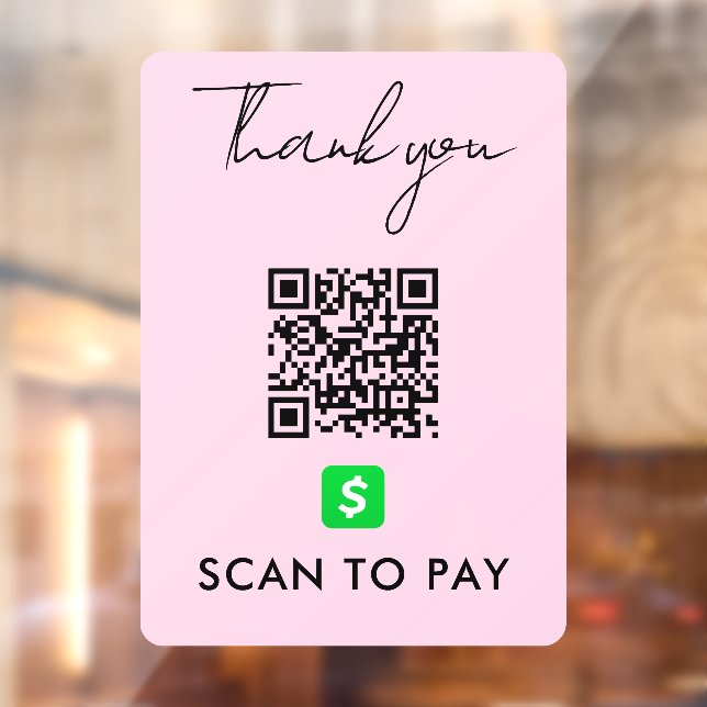 Vielen Dank CashApp QR Code Scan zu bezahlen Moder Fensteraufkleber (Blatt 2)