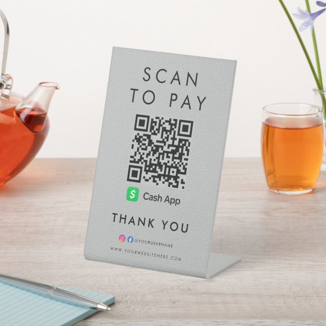 Vielen Dank, CashApp Scan zahlt QR Code Modern Gra Sockelschild (In SItu)