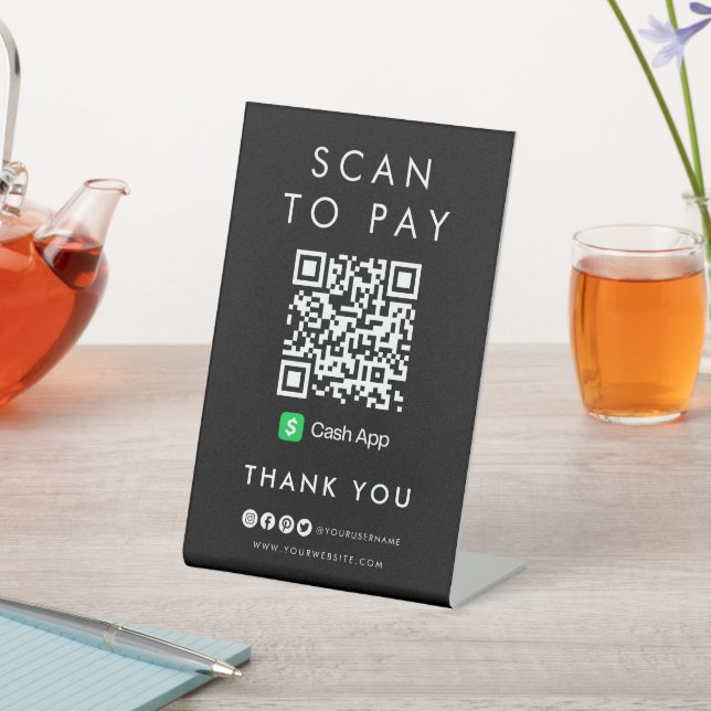 Vielen Dank CashApp Scan zur Bezahlung von QR Code Sockelschild (In SItu)
