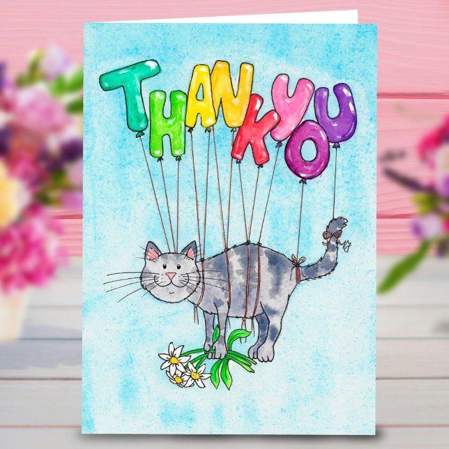 Vielen Dank Cat Grußkarte von Nicole Janes Dankeskarte (Von Creator hochgeladen)