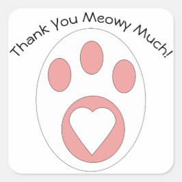 Vielen Dank Cat Paw Niedlich Personalize Quadratischer Aufkleber