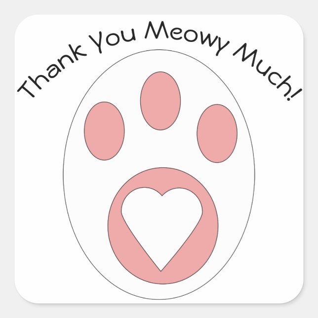 Vielen Dank Cat Paw Niedlich Personalize Quadratischer Aufkleber (Vorderseite)