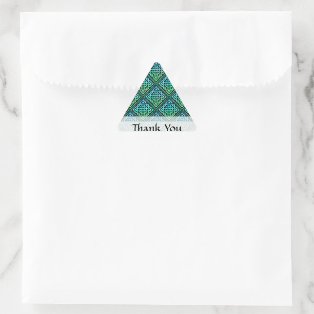 Vielen Dank Celtic Knot - Blue Green Vielen Dank Dreieckiger Aufkleber (Tasche)
