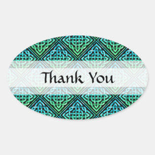 Vielen Dank Celtic Knot - Diamond Blue Green Ovaler Aufkleber