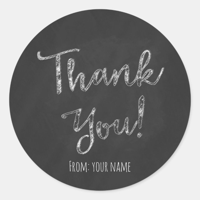 Vielen Dank Chalkboard Chalk Personalisiert Runder Aufkleber (Vorderseite)