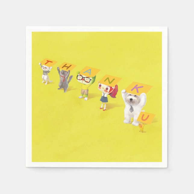 Vielen Dank, Charaktere Serviette (Vorderseite)