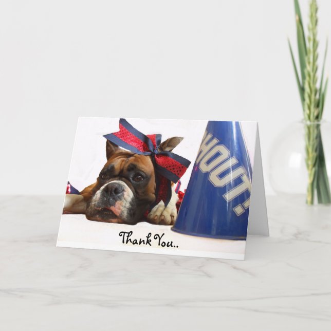 Vielen Dank Cheerleader Boxer Grußkarte Dankeskarte (Vorderseite)