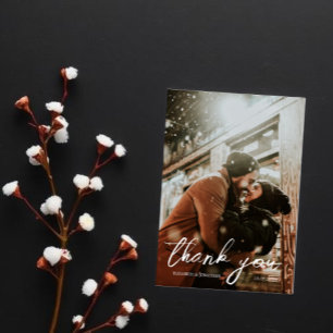 Vielen Dank Chic Winter Wedding Foto Danke Karte