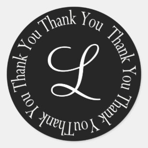Vielen Dank Circle Letter "L" - individuell Runder Aufkleber