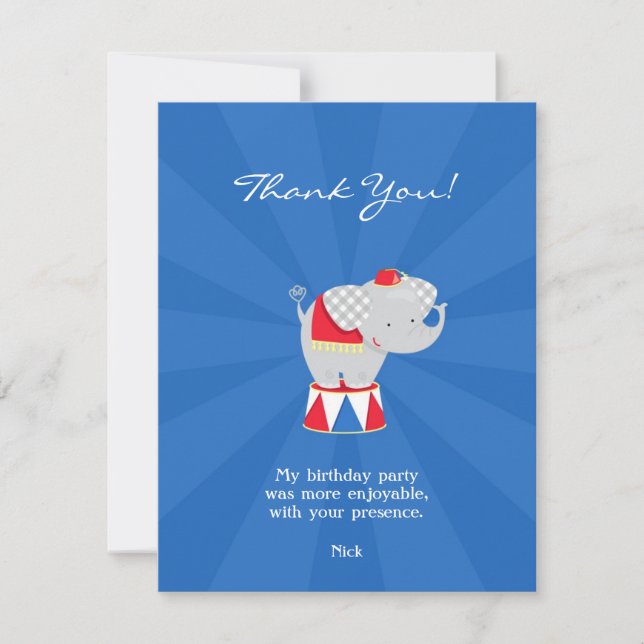 Vielen Dank Circus Karneval Flat Card Einladung (Vorderseite)