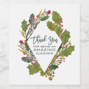 Vielen Dank, Cleaner für Weihnachten Weinetikett