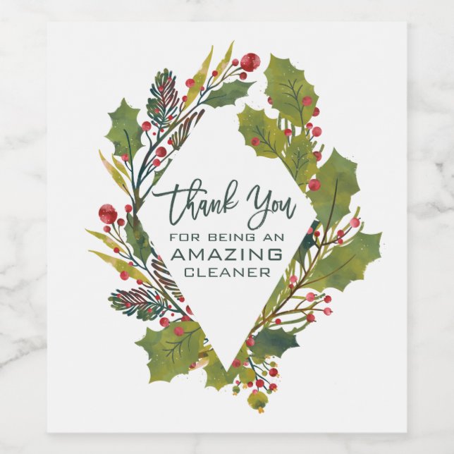 Vielen Dank, Cleaner für Weihnachten Weinetikett (Einzelnes Label)
