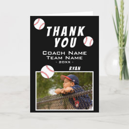 Vielen Dank, Coach Baseball Black Foto Card Dankeskarte