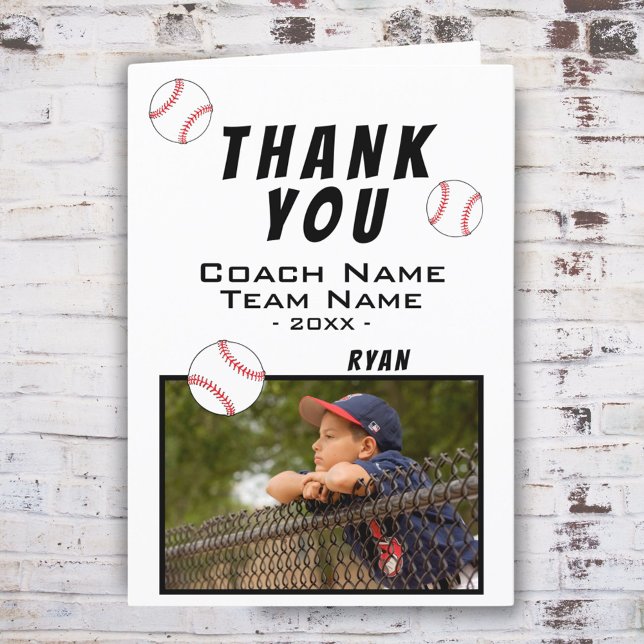 Vielen Dank, Coach Baseball Foto-Karte Dankeskarte (Von Creator hochgeladen)