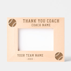 Vielen Dank Coach Baseball Team Name Sports Geätzte Rahmen