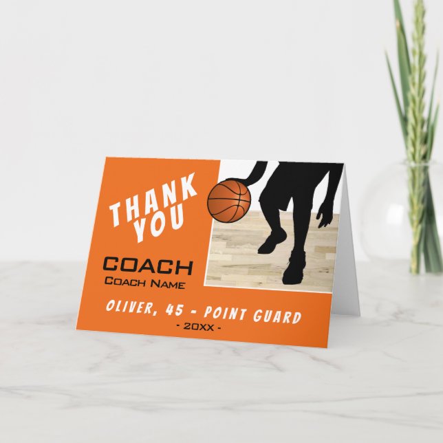 Vielen Dank Coach Basketball Player Silhouette Car Dankeskarte (Vorderseite)
