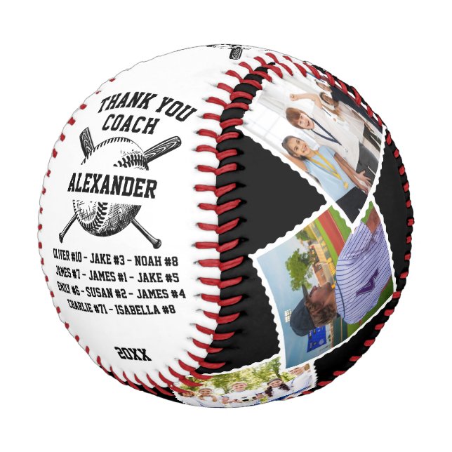 Vielen Dank Coach, Custom 6 Fotos & Teammitglieder Baseball (Schrägansicht)