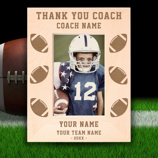 Vielen Dank Coach Football Team Name Sports Geätzte Rahmen (Von Creator hochgeladen)